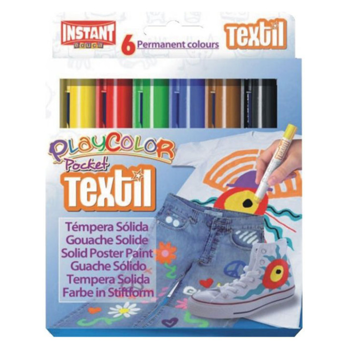 Farby w sztyfcie Instant Playcolor textil 6 kolorów