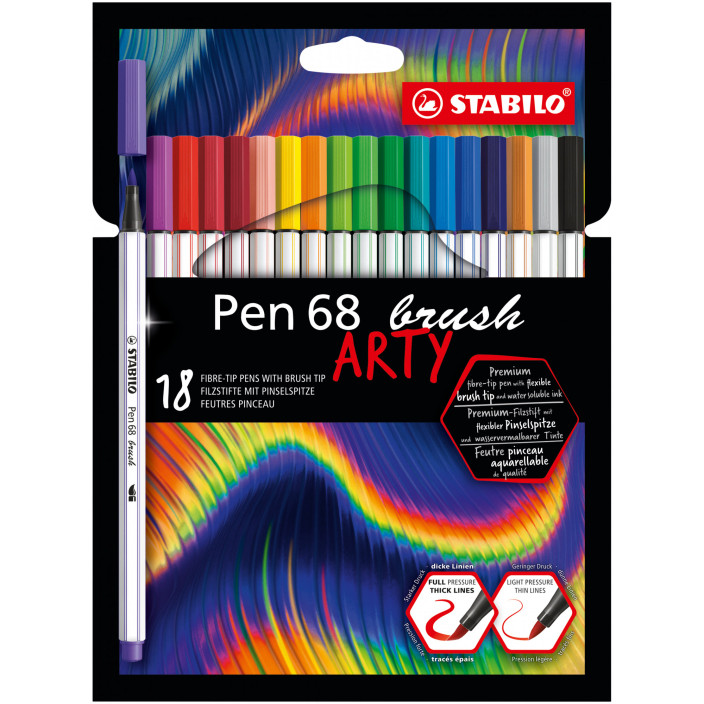 Flamaster STABILO Pen 68 Brush ARTY kpl. 18szt. mix kolorów