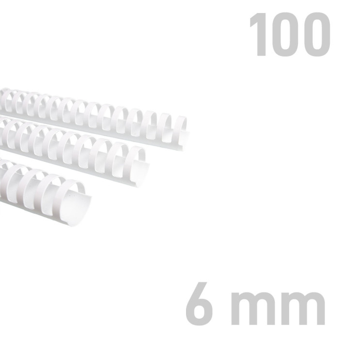 Grzbiety do bindowania OPUS 6mm białe plastikowe 100szt.