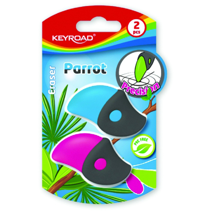Gumka uniwersalna KeyRoad Parrot 2szt. mix kolorów