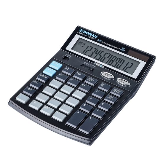 Kalkulator biurowy DONAU TECH 12-cyfrowy 186x142x30mm czarny