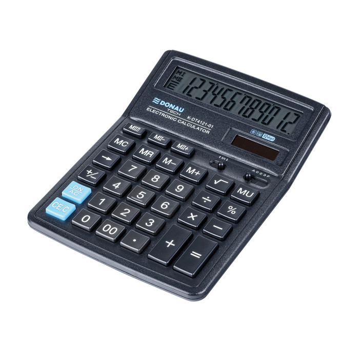 Kalkulator biurowy DONAU TECH 12-cyfrowy 199x153x31mm czarny