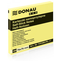 Karteczki samoprzylepne DONAU Eco 76x76mm żółty 7593001PL-11