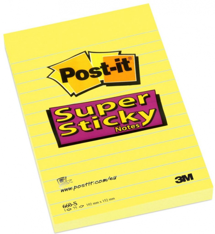 Karteczki samoprzylepne Post-it Super Sticky 102x152mm w linie 3M-UU009543248