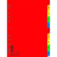 Przekładki plastikowe numeryczne DONAU A4 PP 1-10 kolorowe