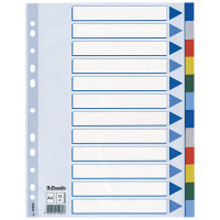 Przekładki polipropylenowe ESSELTE A4 PP Maxi z kolorowymi indeksami 12 kart