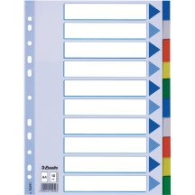 Przekładki polipropylenowe ESSELTE A4 PP z kolorowymi indeksami 10 kart