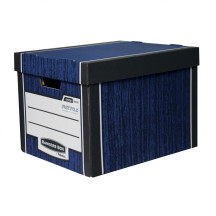 Pudła archiwizacyjne Fellowes Bankers Box WOODGRAIN - FastFold, niebieskie, opakowanie 2 szt.