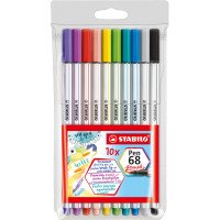 Flamaster STABILO Pen 68 Brush kpl. 10szt. mix kolorów