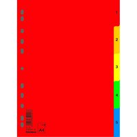 Przekładki plastikowe numeryczne DONAU A4 PP 1-5 kolorowe