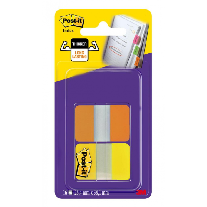 Zakładki indeksujące Post-It 38ｘ25,4mm 16szt. żółte i pomarańczowe 3M-UU008032912