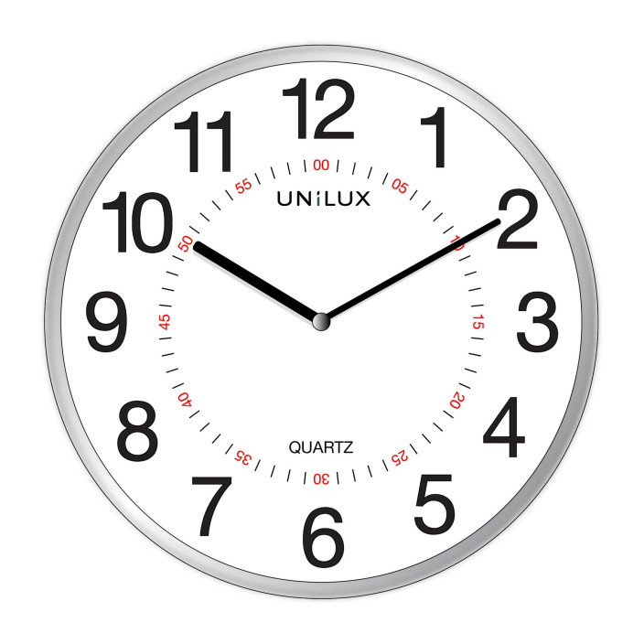 Zegar ze srebrnym obramowaniem Unilux Aria 28,5cm