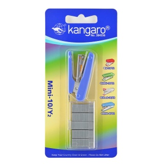 Zszywacz KANGARO Mini-10/Y2 błękitny 10 kartek blister + zszywki